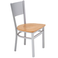BFM Seating 2140CNTW-SM Axel Silver Mist Steel Side Chair with Natural Wood Seat
