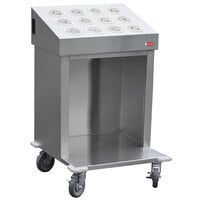 Steril-Sil CRT24-12RP-WHITE 24 inch Open Base Stainless Steel Silverware / Tray Cart with 12 White Silverware Cylinders