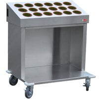 Steril-Sil CRT36-18RP-BROWN 36 inch Open Base Stainless Steel Silverware / Tray Cart with 18 Brown Silverware Cylinders