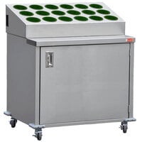 Steril-Sil ENC36-18RP-HUNTER Stainless Steel Silverware Cart with 18 Hunter Green Silverware Cylinders