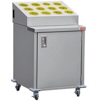 Steril-Sil ENC24-12RP-YELLOW Stainless Steel Silverware Cart with 12 Yellow Silverware Cylinders