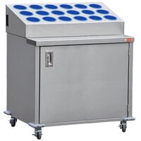Steril-Sil ENC36-18RP-BLUE Stainless Steel Silverware Cart with 18 Blue Silverware Cylinders