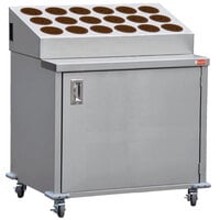 Steril-Sil ENC36-18RP-BROWN Stainless Steel Silverware Cart with 18 Brown Silverware Cylinders