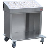 Steril-Sil CRT36-18RP-WHITE 36" Open Base Stainless Steel Silverware / Tray Cart with 18 White Silverware Cylinders