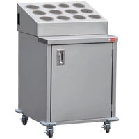 Steril-Sil ENC24-12RP-GRAY Stainless Steel Silverware Cart with 12 Gray Silverware Cylinders