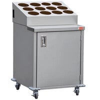 Steril-Sil ENC24-12RP-BROWN Stainless Steel Silverware Cart with 12 Brown Silverware Cylinders