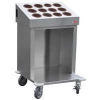 Steril-Sil CRT24-12RP-BROWN 24" Open Base Stainless Steel Silverware / Tray Cart with 12 Brown Silverware Cylinders