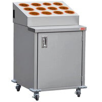 Steril-Sil ENC24-12RP-ORANGE Stainless Steel Silverware Cart with 12 Orange Silverware Cylinders