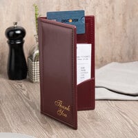 Menu Solutions CH870 5 inch x 9 inch Burgundy Guest Check Presenter with Credit Card Pocket
