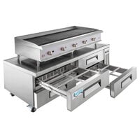 Cooking Performance Group 60CBLRBNL 60" Gas Lava Briquette Charbroiler with 72", 4 Drawer Refrigerated Chef Base - 200,000 BTU