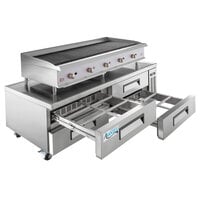 Cooking Performance Group 60CBRRBNL 60 inch Gas Radiant Charbroiler with 72 inch, 4 Drawer Refrigerated Chef Base - 200,000 BTU
