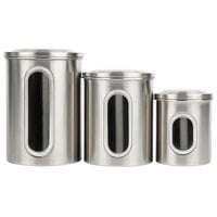 Fox Run 6103 Stainless Steel 3-Piece Ingredient Storage Canister Set