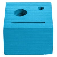 Menu Solutions WDBLOCK-CHECK 3 1/2 inch x 3 1/2 inch x 2 1/2 inch Customizable Sky Blue Wood Block Check Presenter