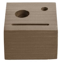 Menu Solutions WDBLOCK-CHECK 3 1/2 inch x 3 1/2 inch x 2 1/2 inch Customizable Weathered Walnut Wood Block Check Presenter