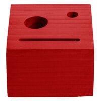 Menu Solutions WDBLOCK-CHECK 3 1/2 inch x 3 1/2 inch x 2 1/2 inch Customizable Berry Wood Block Check Presenter