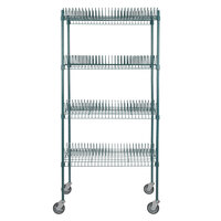 Regency 24" Wide Green Epoxy Drying Rack 4-Shelf Kit with Casters - 1 1/4" Slots