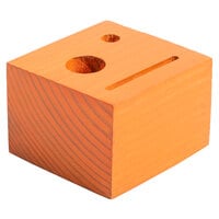 Menu Solutions WDBLOCK-CHECK 3 1/2 inch x 3 1/2 inch x 2 1/2 inch Customizable Mandarin Wood Block Check Presenter
