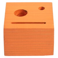 Menu Solutions WDBLOCK-CHECK 3 1/2 inch x 3 1/2 inch x 2 1/2 inch Customizable Mandarin Wood Block Check Presenter