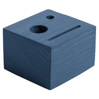 Menu Solutions WDBLOCK-CHECK 3 1/2 inch x 3 1/2 inch x 2 1/2 inch Customizable Denim Wood Block Check Presenter