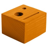 Menu Solutions WDBLOCK-CHECK 3 1/2 inch x 3 1/2 inch x 2 1/2 inch Customizable Country Oak Wood Block Check Presenter