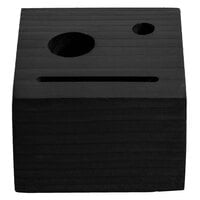 Menu Solutions WDBLOCK-CHECK 3 1/2 inch x 3 1/2 inch x 2 1/2 inch Customizable Black Wood Block Check Presenter