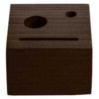 Menu Solutions WDBLOCK-CHECK 3 1/2 inch x 3 1/2 inch x 2 1/2 inch Customizable Walnut Wood Block Check Presenter