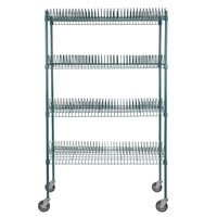 Regency 24 inch x 48 inch Green Epoxy Drying Rack 4-Shelf Kit with 64 inch Posts and Casters - 1 1/4 inch Slots