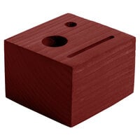 Menu Solutions WDBLOCK-CHECK 3 1/2 inch x 3 1/2 inch x 2 1/2 inch Customizable Mahogany Wood Block Check Presenter