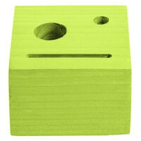 Menu Solutions WDBLOCK-CHECK 3 1/2 inch x 3 1/2 inch x 2 1/2 inch Customizable Lime Wood Block Check Presenter