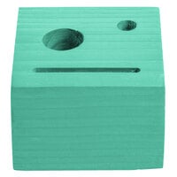 Menu Solutions WDBLOCK-CHECK 3 1/2 inch x 3 1/2 inch x 2 1/2 inch Customizable Teal Wood Block Check Presenter