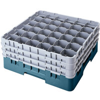 Cambro 36S958414 Teal Camrack Customizable 36 Compartment 10 1/8 inch Glass Rack