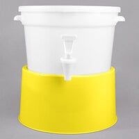 Choice Round 3 Gallon White Beverage Dispenser with Yellow Base