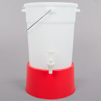 Choice Round 6 Gallon White Beverage Dispenser with Red Base