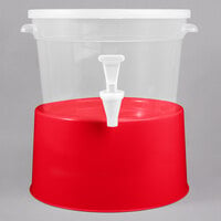 Choice Round 3 Gallon Translucent Beverage Dispenser with Red Base