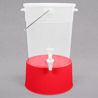 Choice Round 6 Gallon Translucent Beverage Dispenser with Red Base