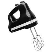 KitchenAid KHM512OB Ultra Power Onyx Black 5 Speed Hand Mixer with Stainless Steel Turbo Beaters - 120V