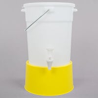 Choice Round 6 Gallon White Beverage Dispenser with Yellow Base