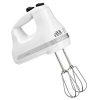 KitchenAid KHM512WH Ultra Power White 5 Speed Hand Mixer with Stainless Steel Turbo Beaters - 120V