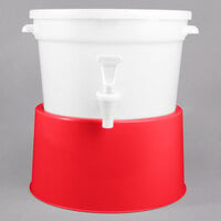 Choice Round 3 Gallon White Beverage Dispenser with Red Base