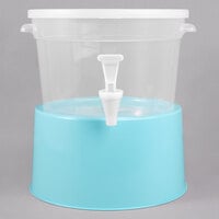 Choice Round 3 Gallon Translucent Beverage Dispenser with Blue Base