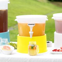 Choice Round 3 Gallon Translucent Beverage Dispenser with Yellow Base