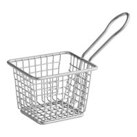 American Metalcraft FRYT433 4" x 3 1/2" x 3" Mini Rectangular Stainless Steel Fry Basket Server