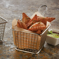 American Metalcraft FRYS443 4 inch x 4 inch x 3 inch Mini Square Stainless Steel Fry Basket Server