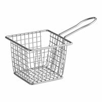 American Metalcraft FRYS443 4" x 4" x 3" Mini Square Stainless Steel Fry Basket Server