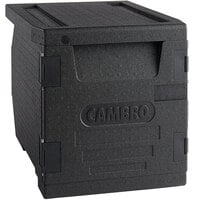 Cambro Cam GoBox® Black Front Loading EPP Insulated Food Pan Carrier - 4 Full-Size Pan Max Capacity