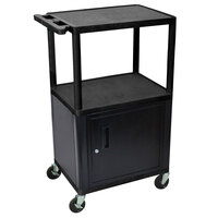Luxor LPDUOCE-B 3 Shelf Adjustable A/V Cart with Locking Cabinet and Electrical Assembly - 24" x 18" x 42"