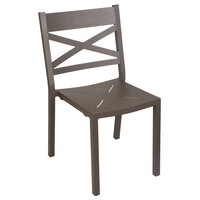BFM Seating PH802CBZ Fresco Cross Back Aluminum Stackable Side Chair with Bronze Powder Coat