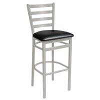 BFM Seating Lima Silver Mist Steel Bar Height Chair with 2" Black Vinyl Seat