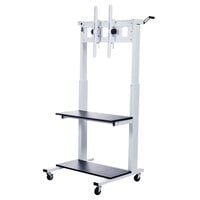 Luxor CLCD Crank Adjustable Height TV Cart with 2 Shelves for 32 inch to 80 inch LCD Screens
