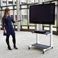 Luxor CLCD Crank Adjustable Height TV Cart with 2 Shelves for 32 inch to 80 inch LCD Screens